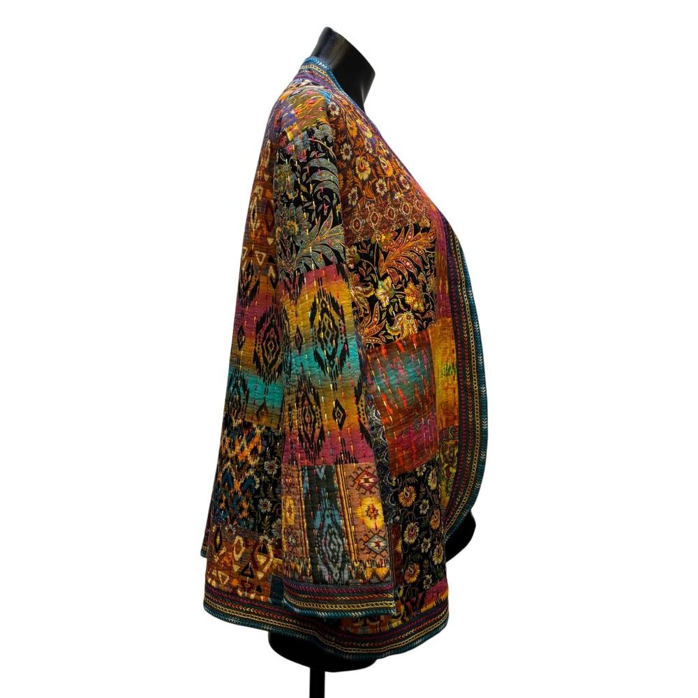 John Mark Patchwork Quilted Jacket Multi-Color Op… - image 3